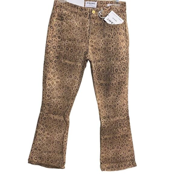 FRAME Le Crop High Waist Boot Snake Print Jeans - Picture 4 of 9